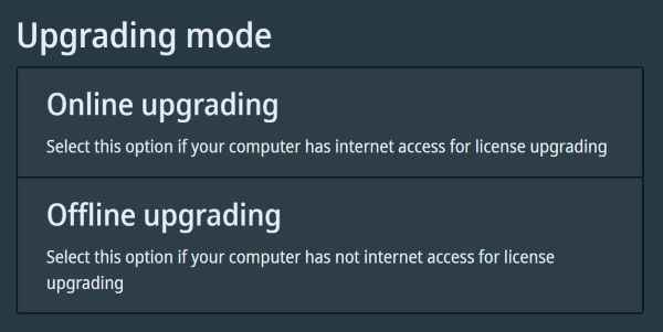 Upgrade wizard